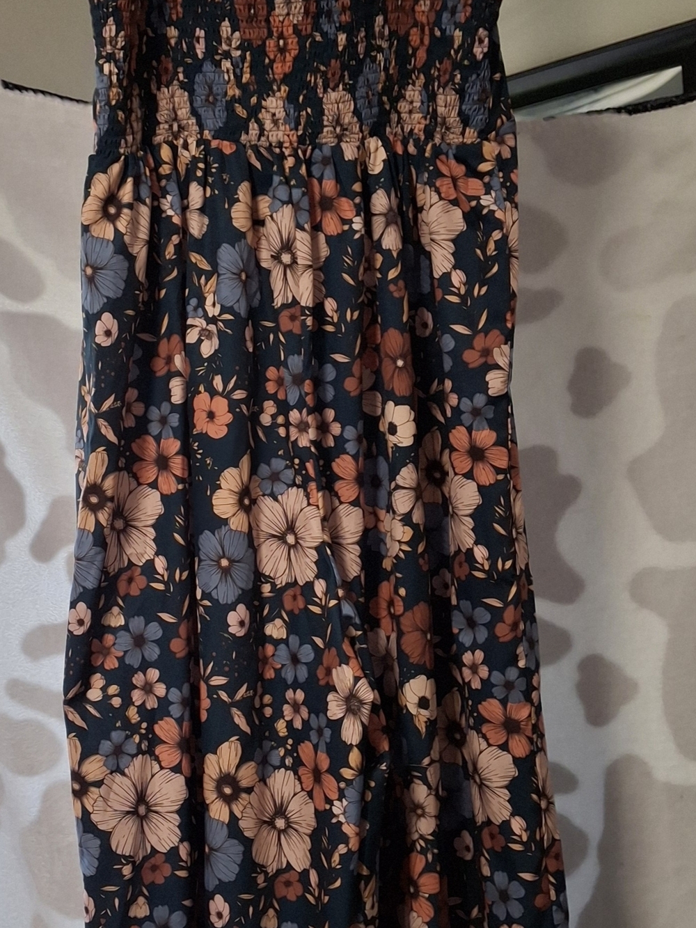 SHEIN Navy Jumpsuit with Peach & Blue Floral Print Only Worn Once